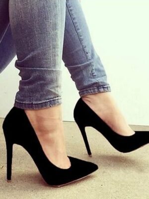 Casual Basic Solid Pointed Toe High Heel Stilettos - Image 2