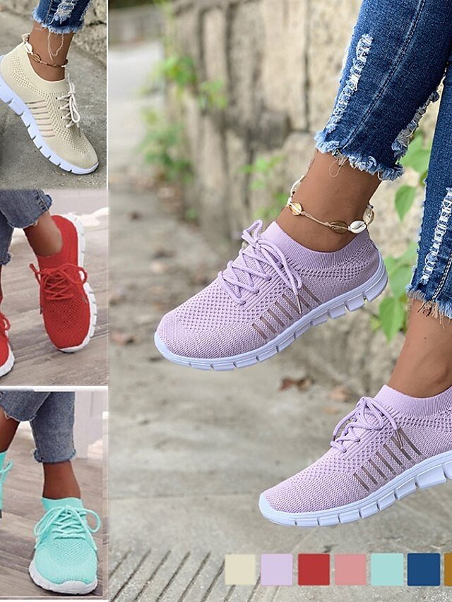 Casual Black Knit Running Sneakers - Image 1