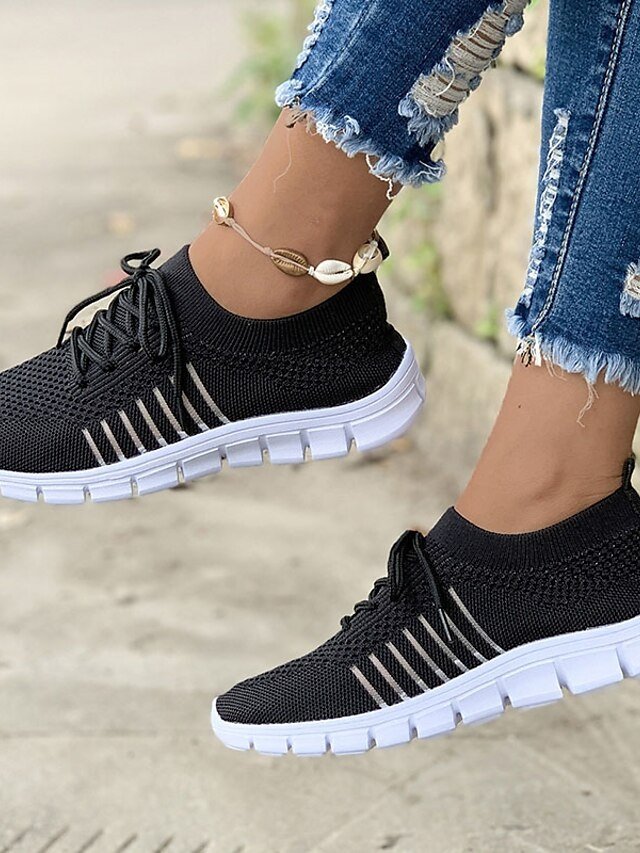 Casual Black Knit Running Sneakers - Image 2