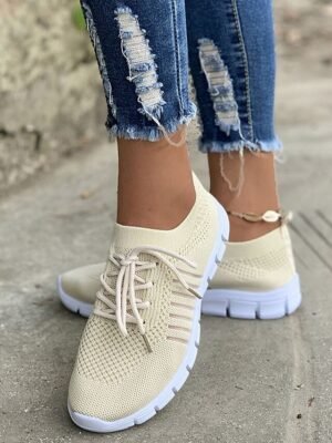 Casual Black Knit Running Sneakers - Image 8