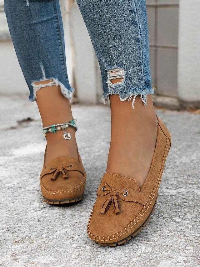 Casual Blue Slip-On Moccasin Suede Flats - Image 1