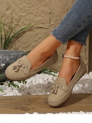 Casual Blue Slip-On Moccasin Suede Flats - Image 14