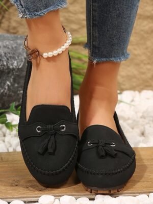 Casual Blue Slip-On Moccasin Suede Flats - Image 17