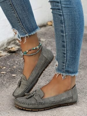 Casual Blue Slip-On Moccasin Suede Flats - Image 21