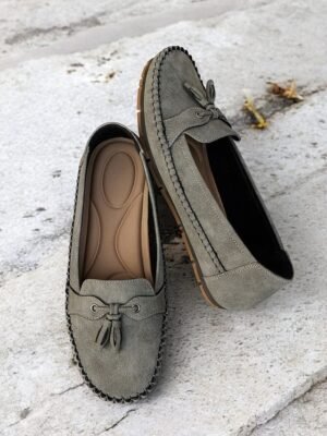 Casual Blue Slip-On Moccasin Suede Flats - Image 23