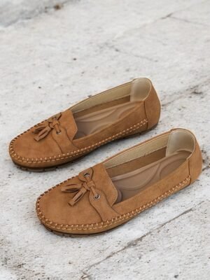 Casual Blue Slip-On Moccasin Suede Flats - Image 4