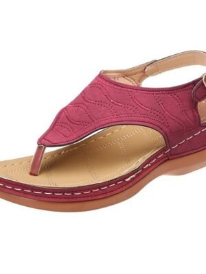 Casual Boho Open Toe T-Strap Wedge Sandals - Image 6