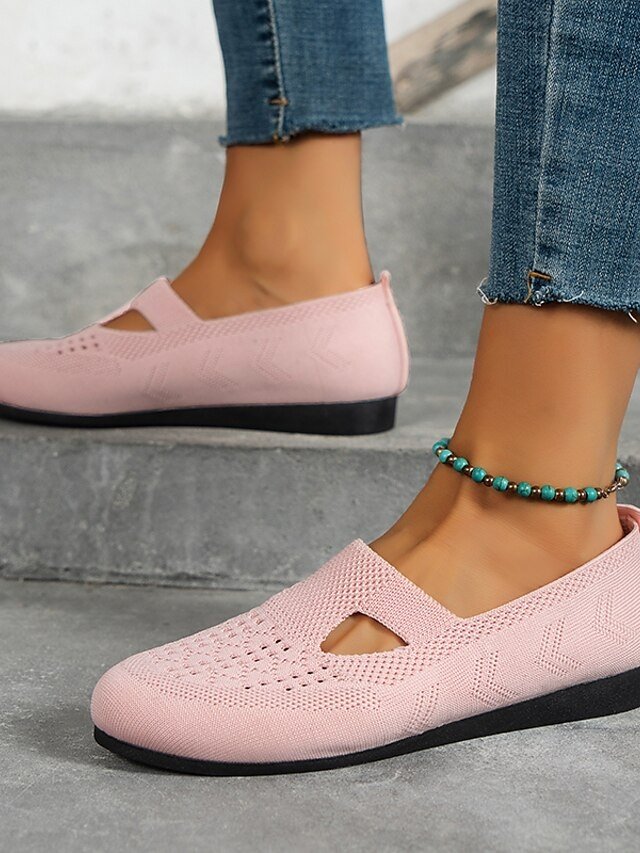 Casual Breathable Knit Slip-On Flats - Image 1