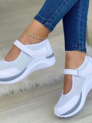 Casual Breathable Mesh Velcro Strap Mary Jane Sneakers - Image 1