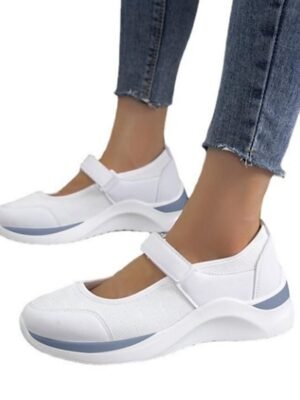 Casual Breathable Mesh Velcro Strap Mary Jane Sneakers - Image 3