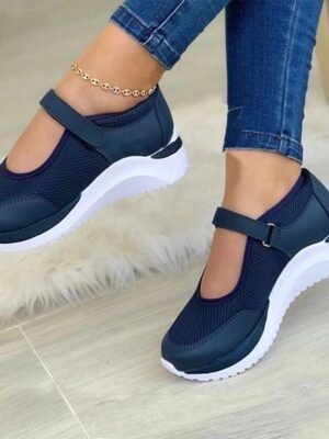 Casual Breathable Mesh Velcro Strap Mary Jane Sneakers - Image 6