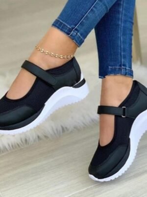 Casual Breathable Mesh Velcro Strap Mary Jane Sneakers - Image 8