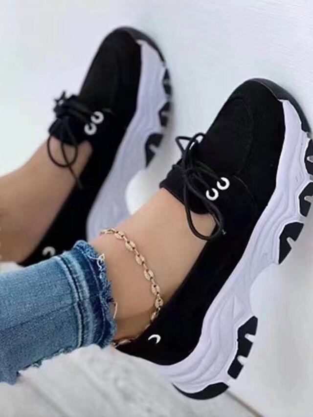 Casual Chunky Sole Lace-Up Blue Suede Sneakers - Image 4