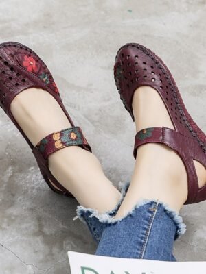 Casual Comfort Embroidered Floral Round Toe Flats - Image 13