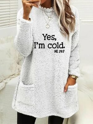 Casual Comfort Letter Crew Neck Long Sleeve Polar Fleece Pullover - Image 4