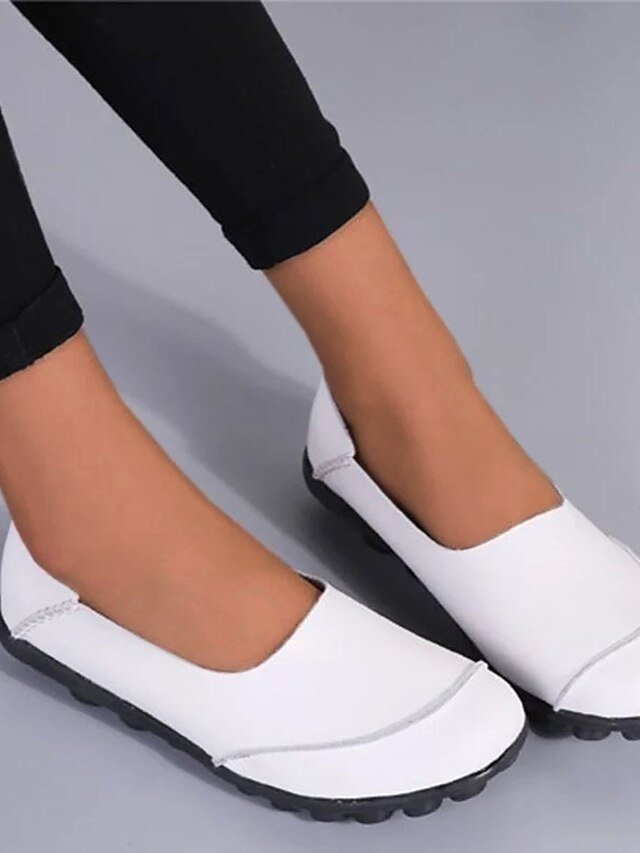 Casual Comfort Minimalism Round Toe Slip-On Flat Loafers - Image 1