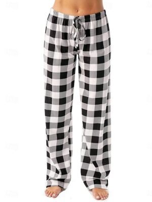 Casual Comfort Plaid Elastic Waist Long Pajama Pants - Image 8