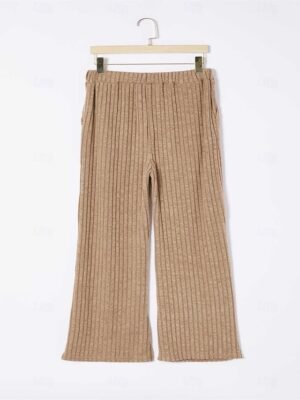 Casual Comfort Pure Colour V Wire Long Sleeve Knit Loungewear Set - Image 14