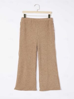 Casual Comfort Pure Colour V Wire Long Sleeve Knit Loungewear Set - Image 15