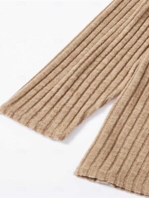 Casual Comfort Pure Colour V Wire Long Sleeve Knit Loungewear Set - Image 17