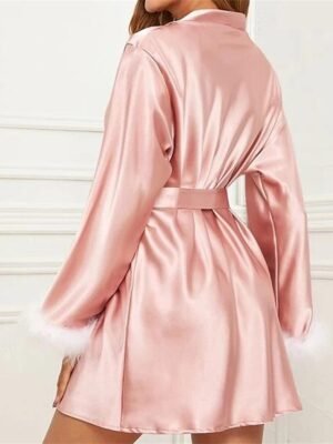Casual Comfort Pure Colour V Wire Long Sleeve Robe - Image 2