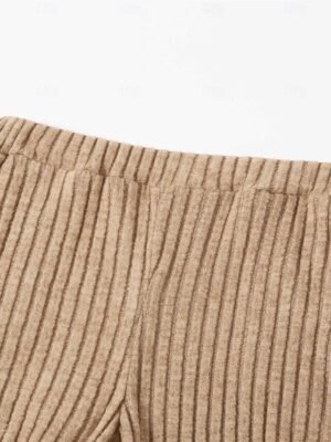 Casual Comfort Pure Colour V Wire Long Sleeve Knit Loungewear Set - Image 21