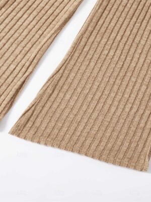 Casual Comfort Pure Colour V Wire Long Sleeve Knit Loungewear Set - Image 23
