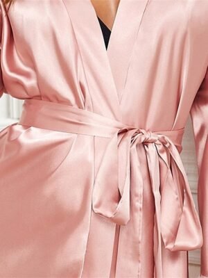 Casual Comfort Pure Colour V Wire Long Sleeve Robe - Image 5