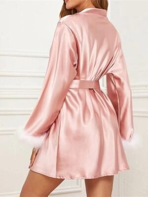 Casual Comfort Pure Colour V Wire Long Sleeve Robe - Image 7