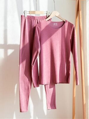 Casual Comfort Pure Crew Neck Long Sleeve Pant Set - Image 2