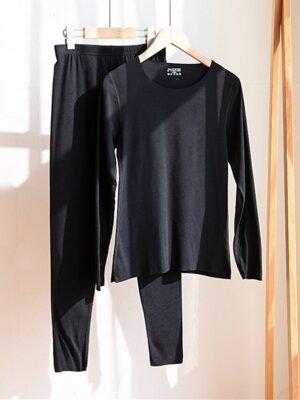 Casual Comfort Pure Crew Neck Long Sleeve Pant Set - Image 4