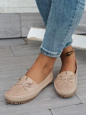 Casual Comfort Rhinestone Bow Moccasin Loafers - Image 11