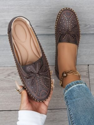 Casual Comfort Rhinestone Bow Moccasin Loafers - Image 14