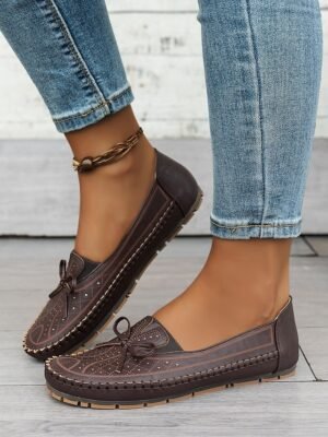 Casual Comfort Rhinestone Bow Moccasin Loafers - Image 15