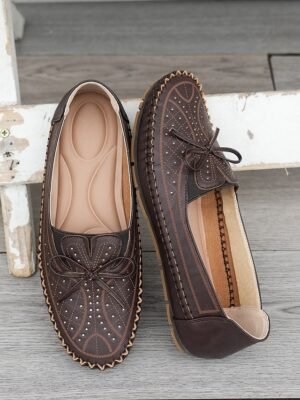 Casual Comfort Rhinestone Bow Moccasin Loafers - Image 16