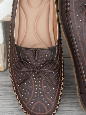 Casual Comfort Rhinestone Bow Moccasin Loafers - Image 17