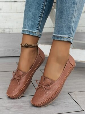 Casual Comfort Rhinestone Bow Moccasin Loafers - Image 7