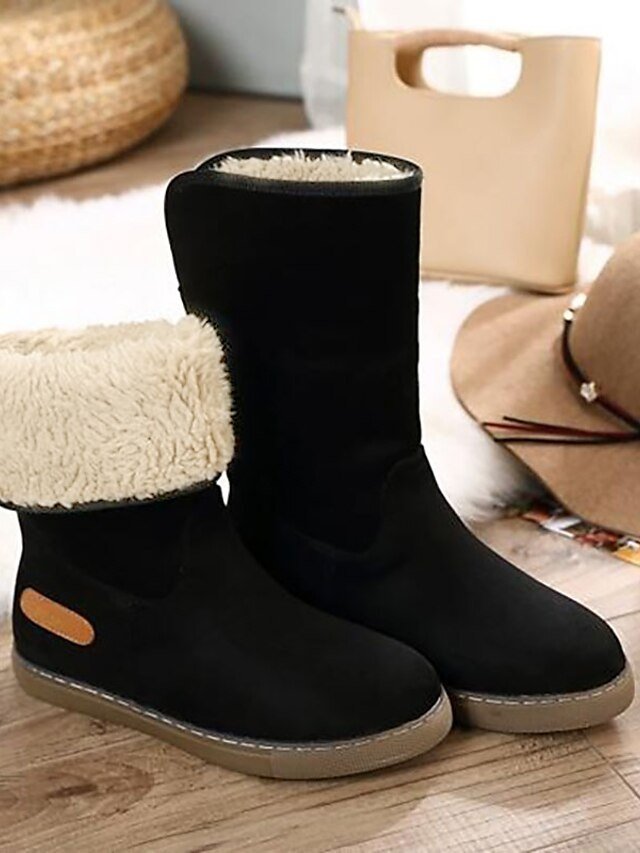 Casual Comfort Solid Colour Ankle Buckle Flat Heel Round Toe Faux Suede Loafer Boots - Image 1