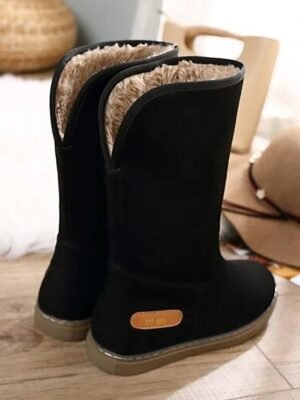 Casual Comfort Solid Colour Ankle Buckle Flat Heel Round Toe Faux Suede Loafer Boots - Image 3