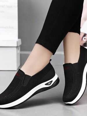 Casual Comfort Solid Round Toe Flat Heel Sneakers - Image 9