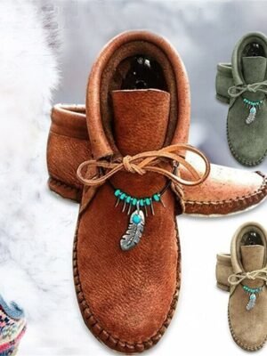 Casual Comfortable Faux Leather Slip-On Ankle Boots - Image 1