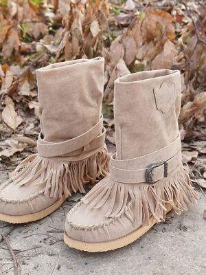 Casual Comfortable Fringe Round Toe Ankle Boots - Image 4