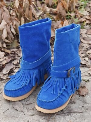 Casual Comfortable Fringe Round Toe Ankle Boots - Image 7