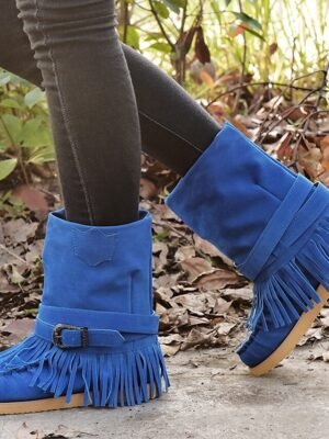 Casual Comfortable Fringe Round Toe Ankle Boots - Image 8