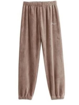 Casual Comfortable Letter Plush Warm Coral Fleece Pajama Pants - Image 2