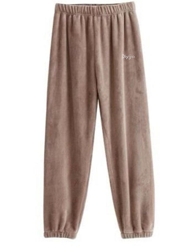 Casual Comfortable Letter Plush Warm Coral Fleece Pajama Pants - Image 2