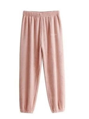 Casual Comfortable Letter Plush Warm Coral Fleece Pajama Pants - Image 4