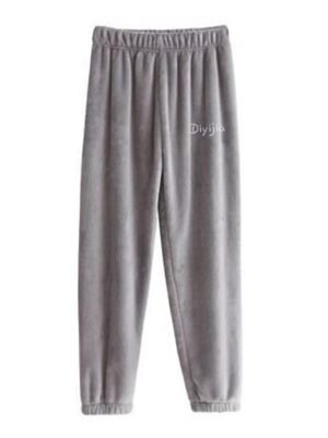 Casual Comfortable Letter Plush Warm Coral Fleece Pajama Pants - Image 5