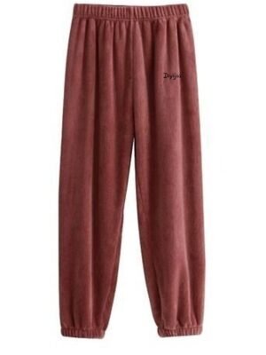Casual Comfortable Letter Plush Warm Coral Fleece Pajama Pants - Image 8