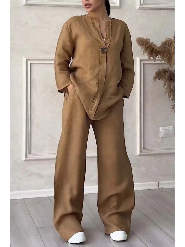 Casual Comfortable Pure Colour Round Neck Short Sleeve Summer Home Set - Image 2